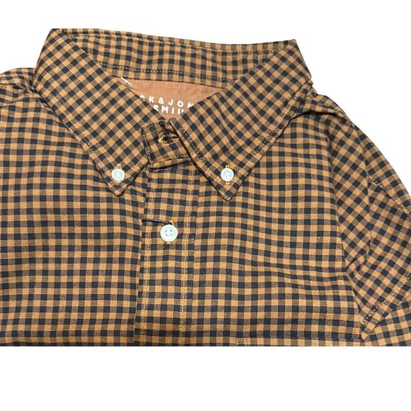 Jack & Jones Premium Mens Twill Button Down Shirt, Black Brown Check, NWT - Picture 1 of 3